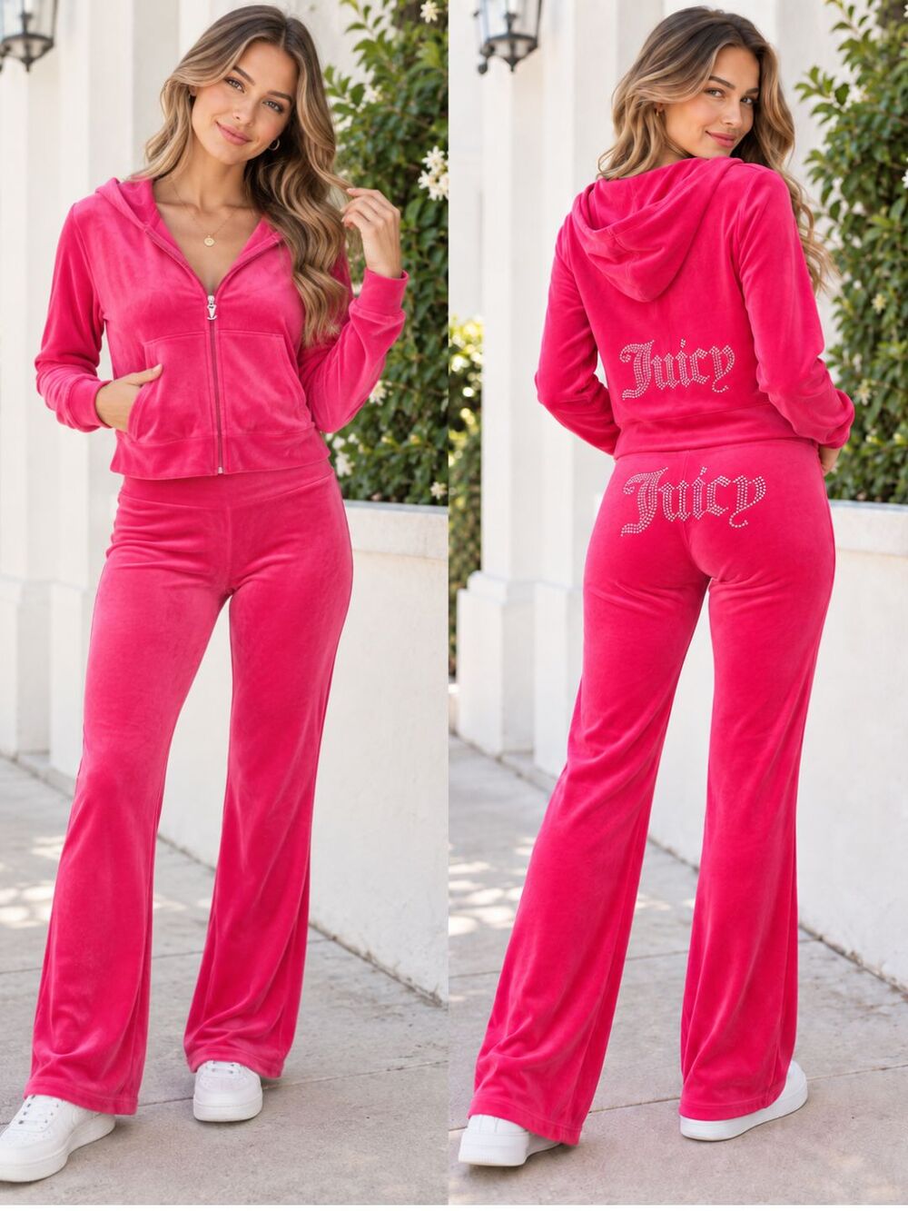Juicy Couture Bling Velour Track Suit Vixen Pink XL NWT